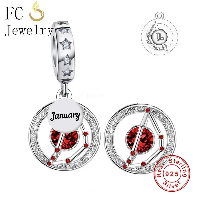 925 Silver Zodiac Birthstone Bead for Bracelets