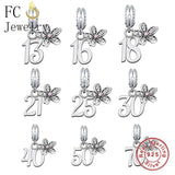 925 Silver Birthday Number Bead for Charm Bracelet