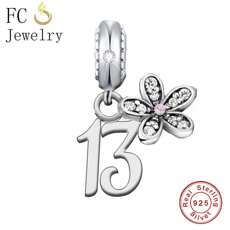 925 Silver Birthday Number Bead for Charm Bracelet
