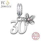 925 Silver Birthday Number Bead for Charm Bracelet