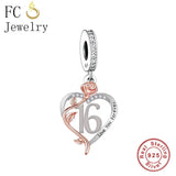 925 Silver Number Bead 18th 30th 40th Anniversary Charm Bracelet Fit