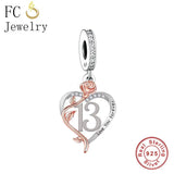 925 Silver Number Bead 18th 30th 40th Anniversary Charm Bracelet Fit