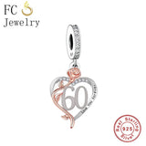 925 Silver Number Bead 18th 30th 40th Anniversary Charm Bracelet Fit
