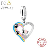 925 Silver Angel Dog Cat at Rainbow Bridge Bead for Charm Bracelet
