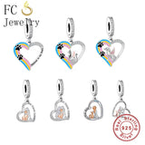 925 Silver Angel Dog Cat at Rainbow Bridge Bead for Charm Bracelet