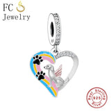 925 Silver Angel Dog Cat at Rainbow Bridge Bead for Charm Bracelet