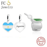 925 Silver Argentina Flag Enamel Charm Bead for Bracelet