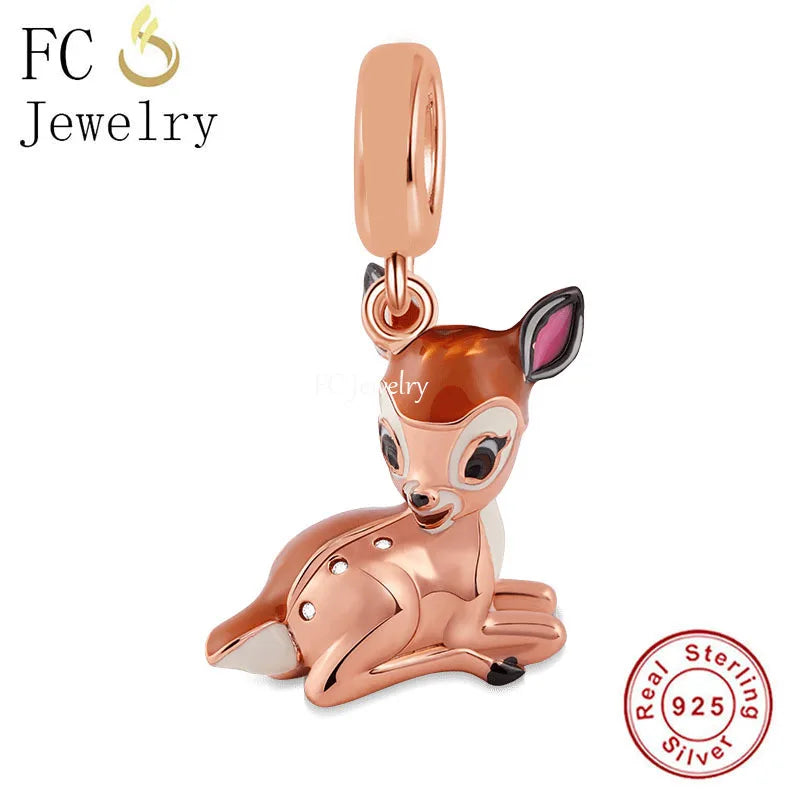 925 Silver Bambie The Deer Elk Bead Charm for Bracelet