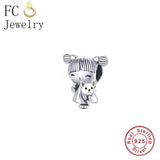 925 Silver Braid Girl Hug Unicorn Cat Bulldog Bead