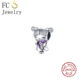 925 Silver Braid Girl Hug Unicorn Cat Bulldog Bead