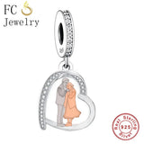 925 Silver Couple Boy Girl Monkey Tiger Bear Cat Bead for Bracelet