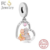 925 Silver Couple Boy Girl Monkey Tiger Bear Cat Bead for Bracelet