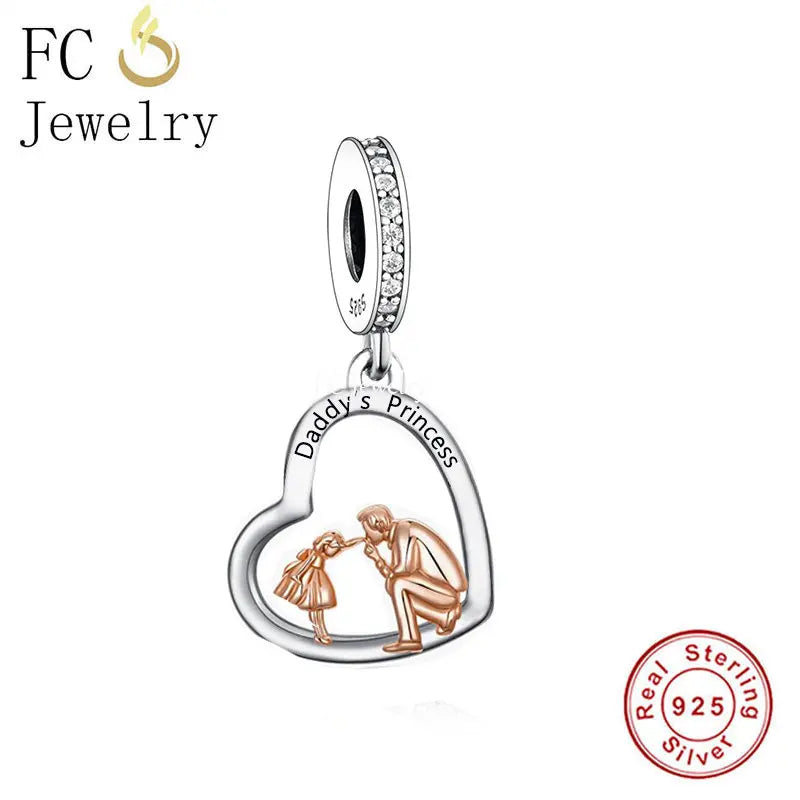 925 Silver Dad and Daughter Daddy's Princess Bead For Father's Berloque
