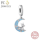 925 Silver Fairy Elf Bunny Tea Cup Star Rose Flower Elk Charm Bracelet Bead