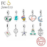 925 Silver Fairy Elf Bunny Tea Cup Star Rose Flower Elk Charm Bracelet Bead