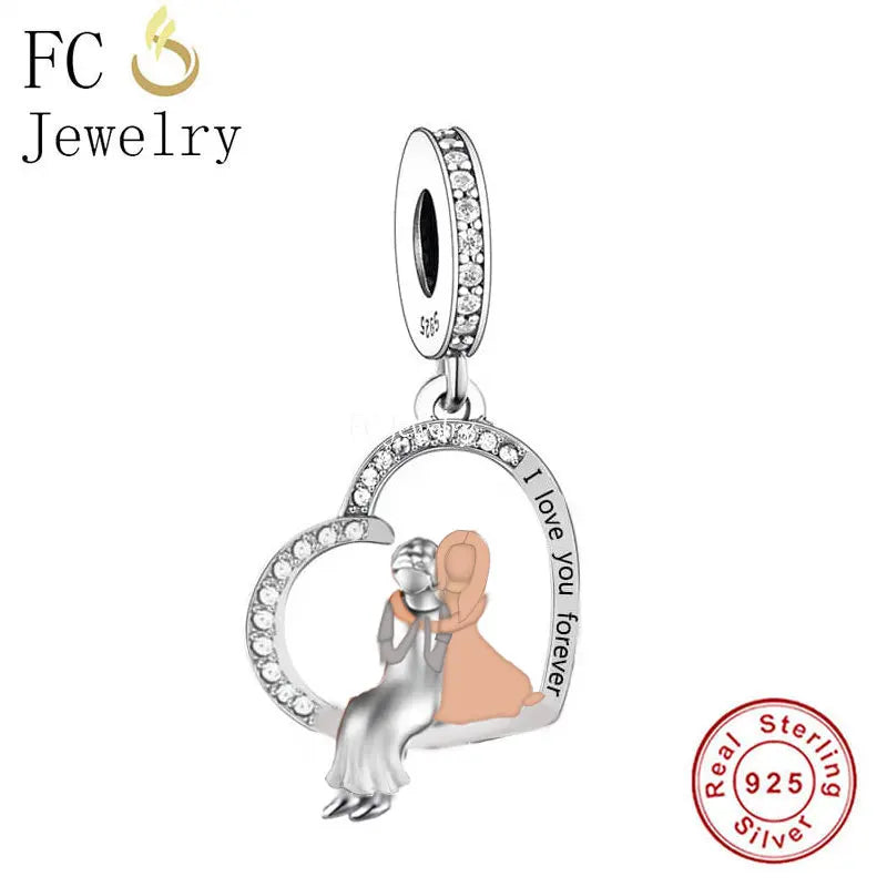 925 Silver Grandma & Granddaughter Life Charm Bead for Bracelet