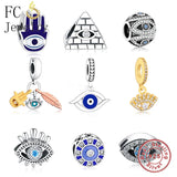 925 Silver Hand of Fatima Evil Eye Bead for Bracelet Making