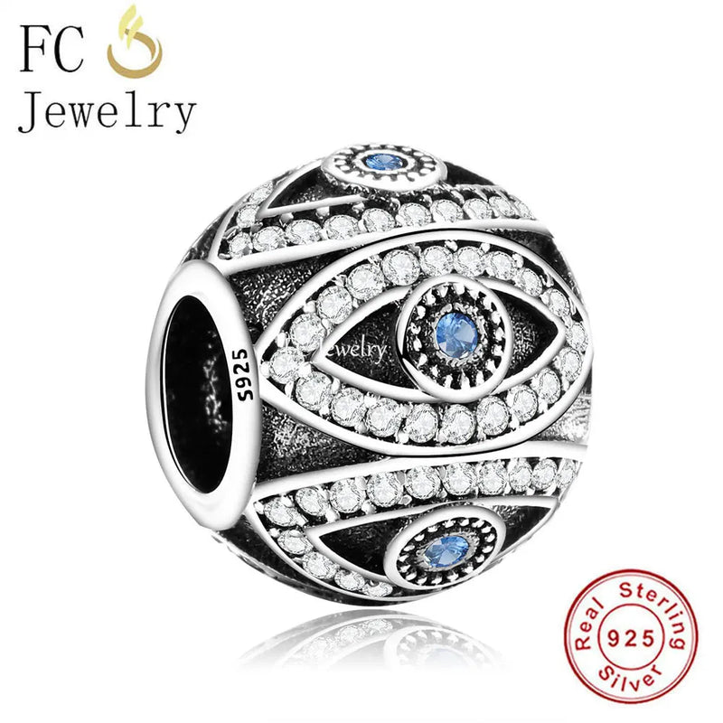 925 Silver Hand of Fatima Evil Eye Bead for Bracelet Making