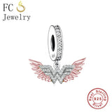 925 Silver Angel Wings Chakra Rainbow Bead Charm Bracelet