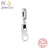 925 Silver Tennis Sneaker Bead Charm Bracelet Fit