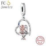925 Silver Mermaid Sister Forever Charm Bead DIY