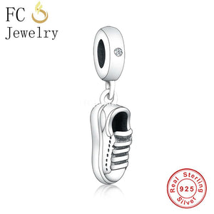 925 Silver Tennis Sneaker Bead Charm for Bracelet