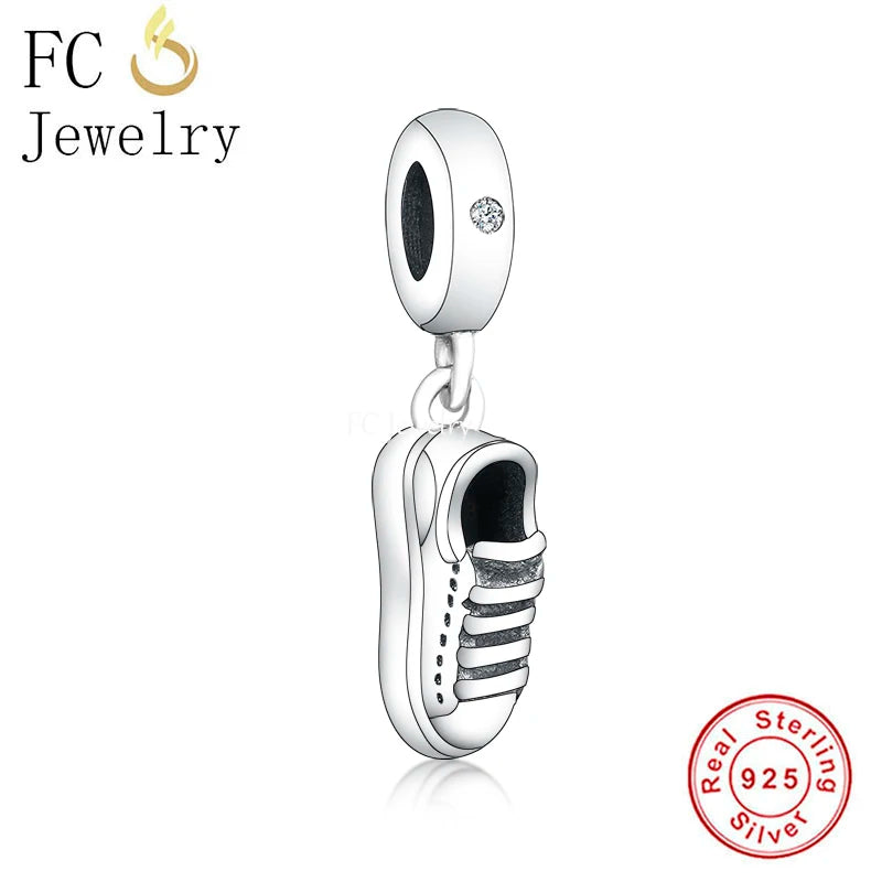 925 Silver Tennis Sneaker Bead Charm for Bracelet