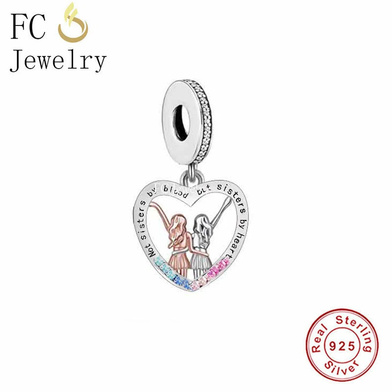925 Silver Sisters By Heart Charm Bead for Bracelet