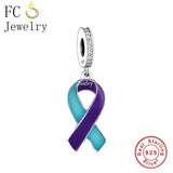 925 Silver Cancer Awareness Bead for Charm Bracelet