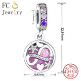 925 Silver Pink Enamel Infinity Love Forever Star Heart Bead