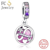 925 Silver Pink Enamel Infinity Love Forever Star Heart Bead