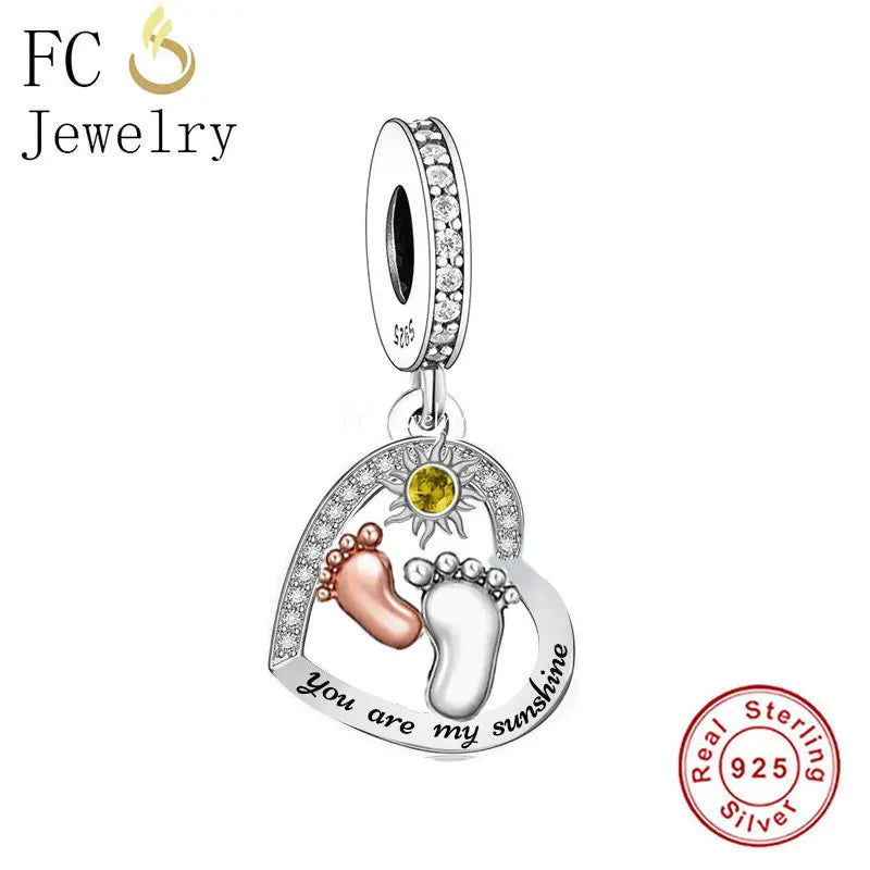 925 Silver Baby Girl Boy You Are My Sunshine Bead for Charm Bracelet