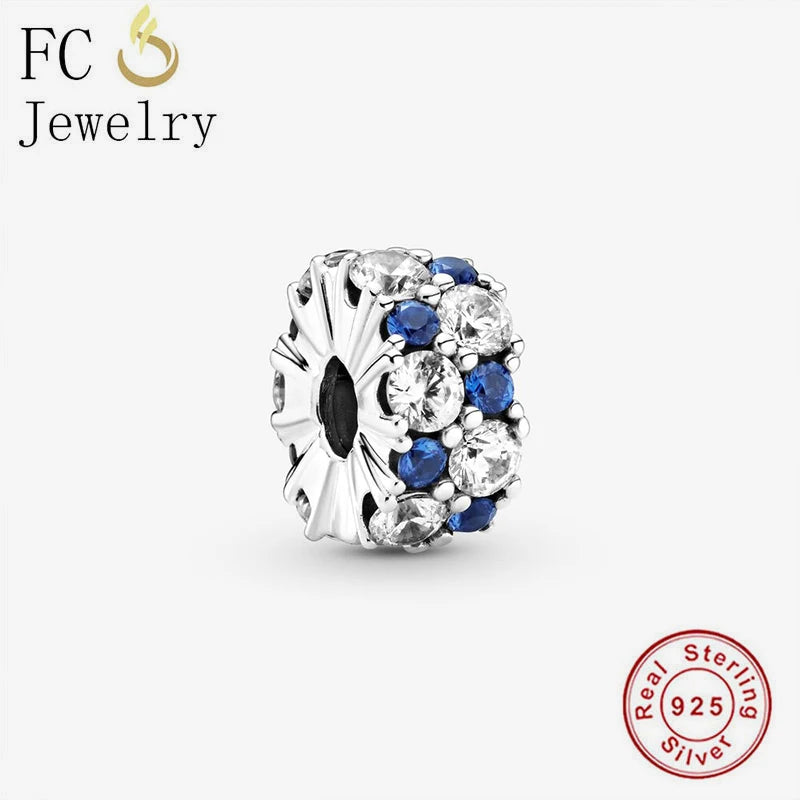 925 Silver Zirconia Stopper Clip Lock Beads for Charm Bracelet