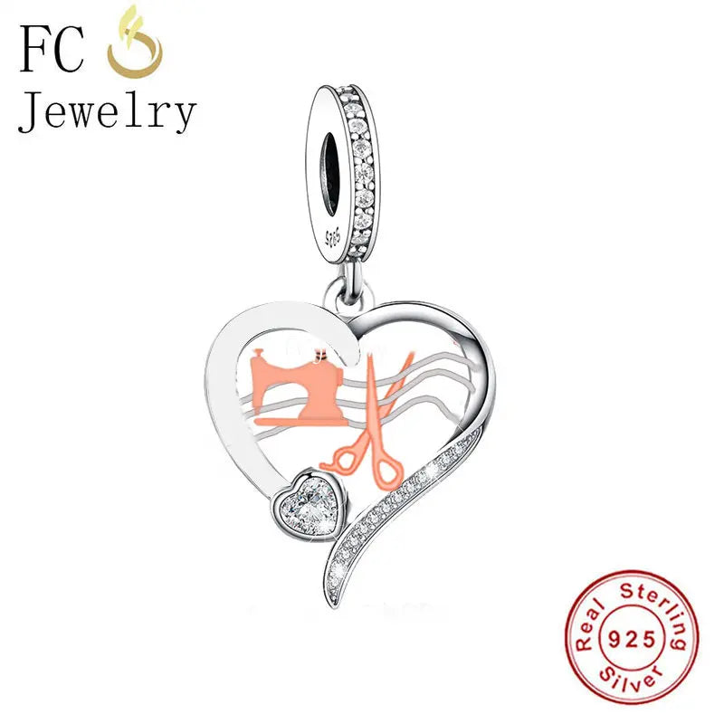 925 Silver Sewing Machine Scissors Bead for Charm Bracelet