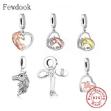 925 Silver Zircon Horse Head Charm Bead DIY Jewelry Making