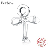 925 Silver Zircon Horse Head Charm Bead DIY Jewelry Making