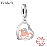 925 Silver Zircon Horse Head Charm Bead DIY Jewelry Making