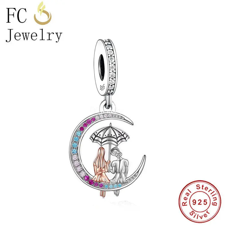 925 Silver Sisters Umbrella Rain Bead for Charm Bracelet