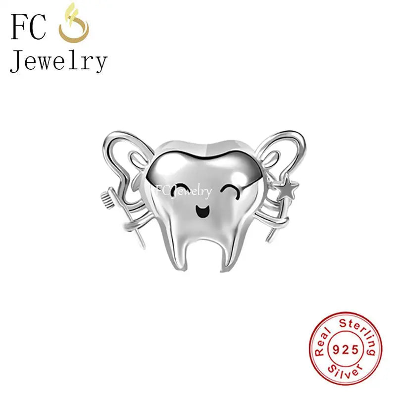 925 Silver Tooth Fairy Charm Bracelet Beads Set