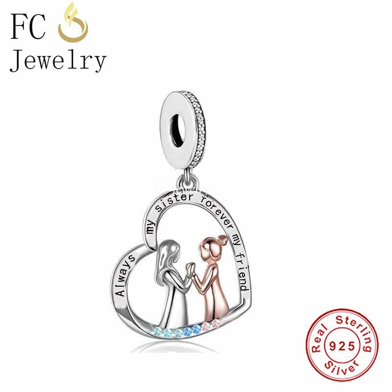925 Silver Two Girl Play Always My Sister Forever My Friend Bead