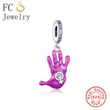 925 Silver Purple Hands Feminist Symbol Bead DIY