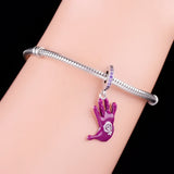 925 Silver Purple Hands Feminist Symbol Bead DIY