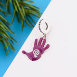 925 Silver Purple Hands Feminist Symbol Bead DIY
