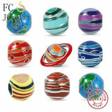 925 Silver Solar System Planet Enamel Bead for Charm Bracelet