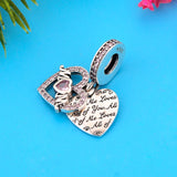 925 Silver All of You Mom Pink Zircon Bead for Berloque