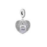 925 Silver Angel Wings Mum Dad Bead for Charm Bracelet