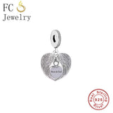 925 Silver Angel Wings Mum Dad Bead for Charm Bracelet