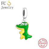 925 Silver Little Green Dinosaur Charm Bead for Bracelet