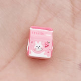 925 Sterling Silver Pink Enamel Milk Bottle Charm Bead for Bracelet