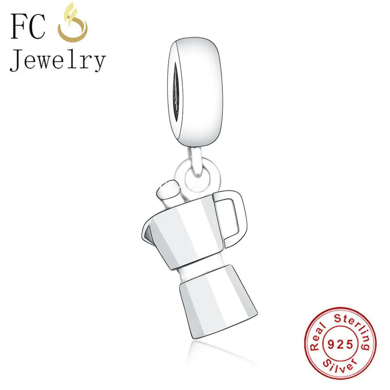 925 Sterling Silver Coffee Cup Machine Bead for Charm Bracelet